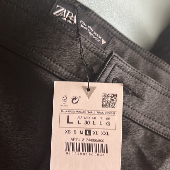 NWT. Zara Black Faux Leather High-waist Leggings. Size M, L. - Picture 11 of 12